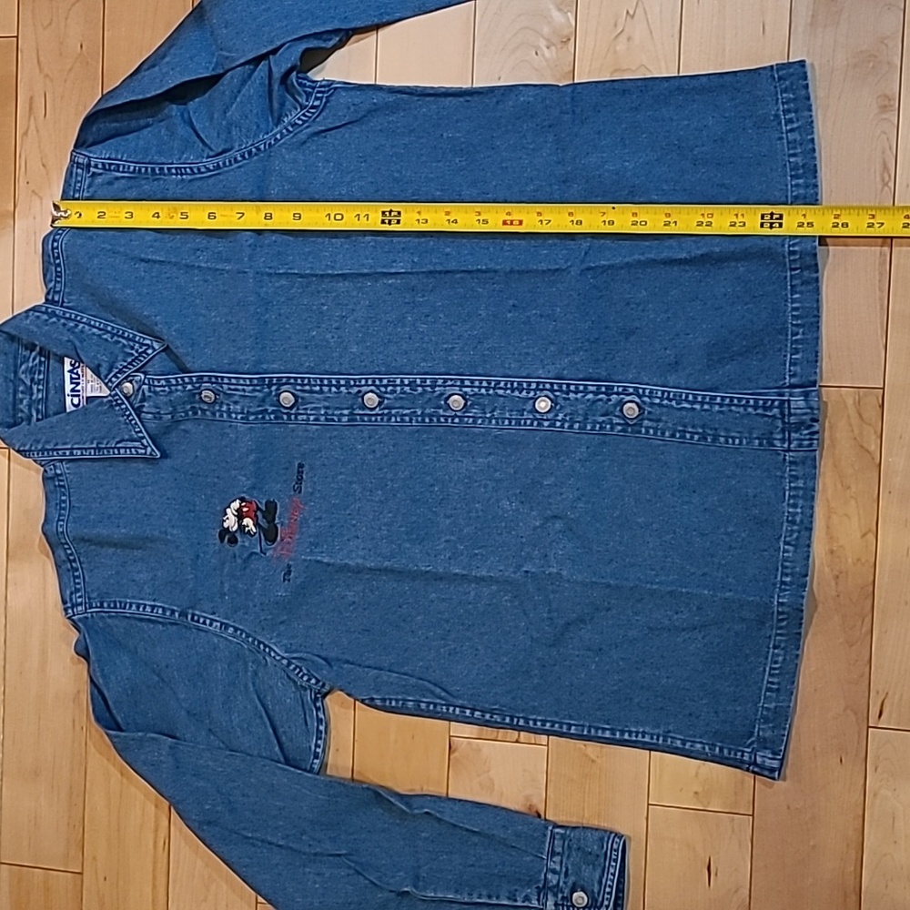 Vintage The Disney Store Size Medium Blue Denim Button-Up Shirt - Picture 4 of 5